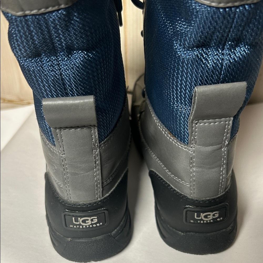 UGG Kids Snow Boots Size 2 Waterproof Shearling Lined Blue Gray Boots - Picture 6 of 11